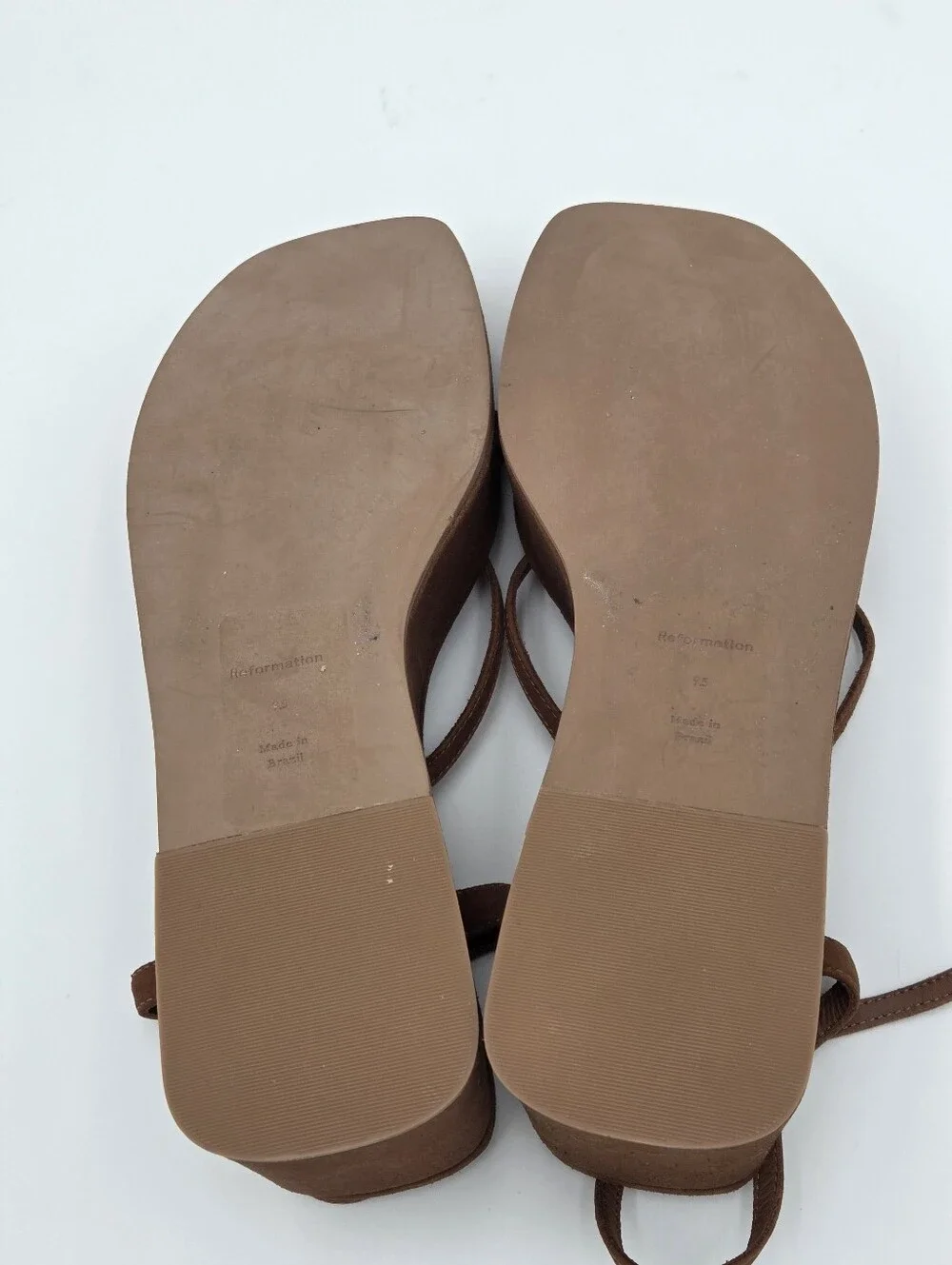 Reformation Zolanda platform sandals in toasted brown suede. Sz 9.5
